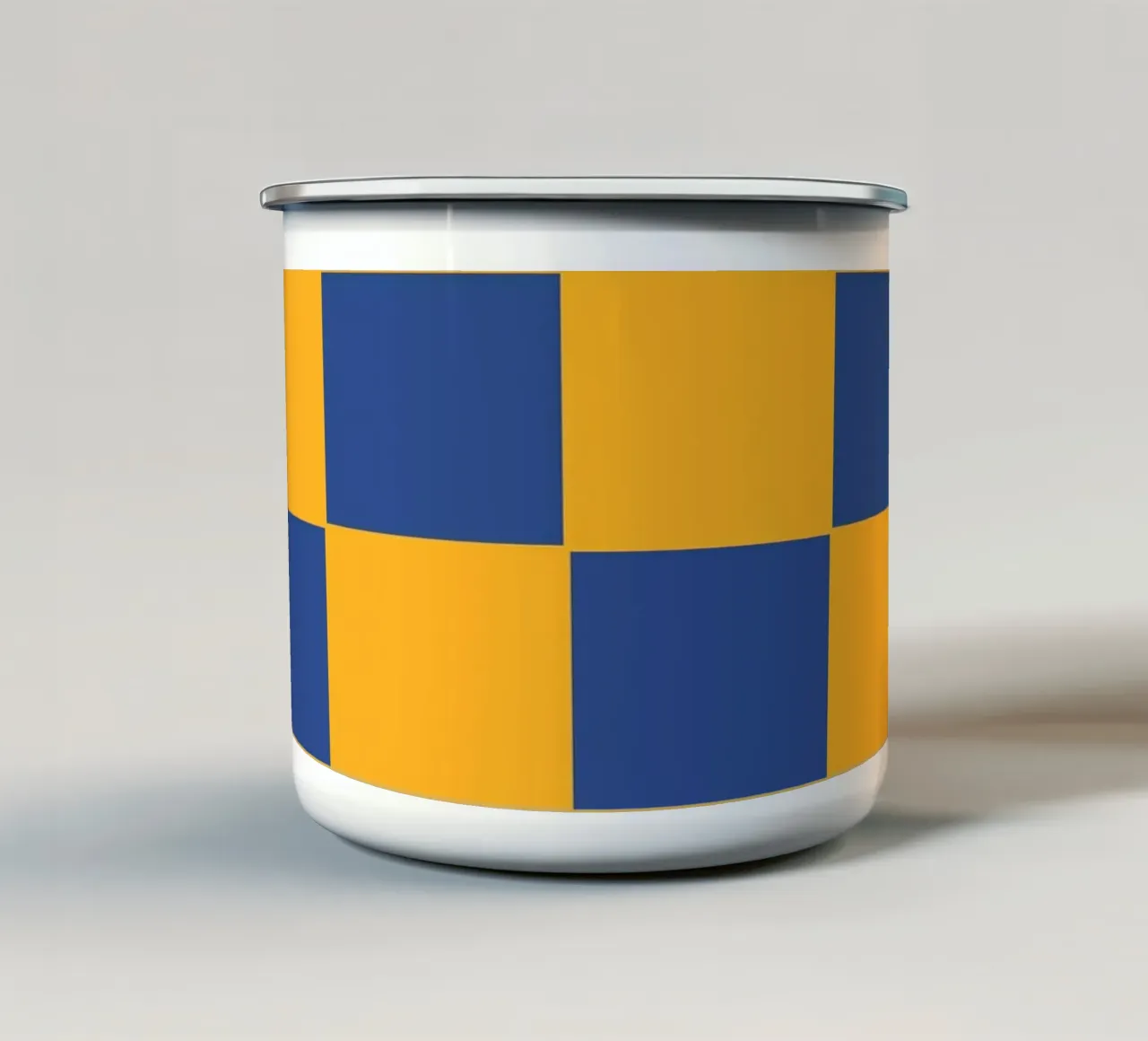 Yellow Blue Bold Eclectic Checks tazza in smalto da TijanaArtStudio88