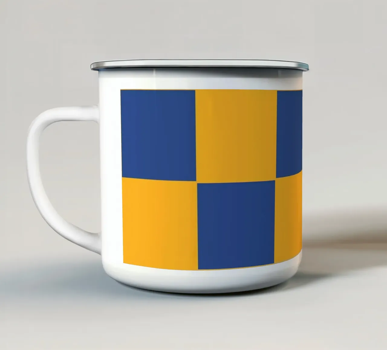 Yellow Blue Bold Eclectic Checks tazza in smalto da TijanaArtStudio88