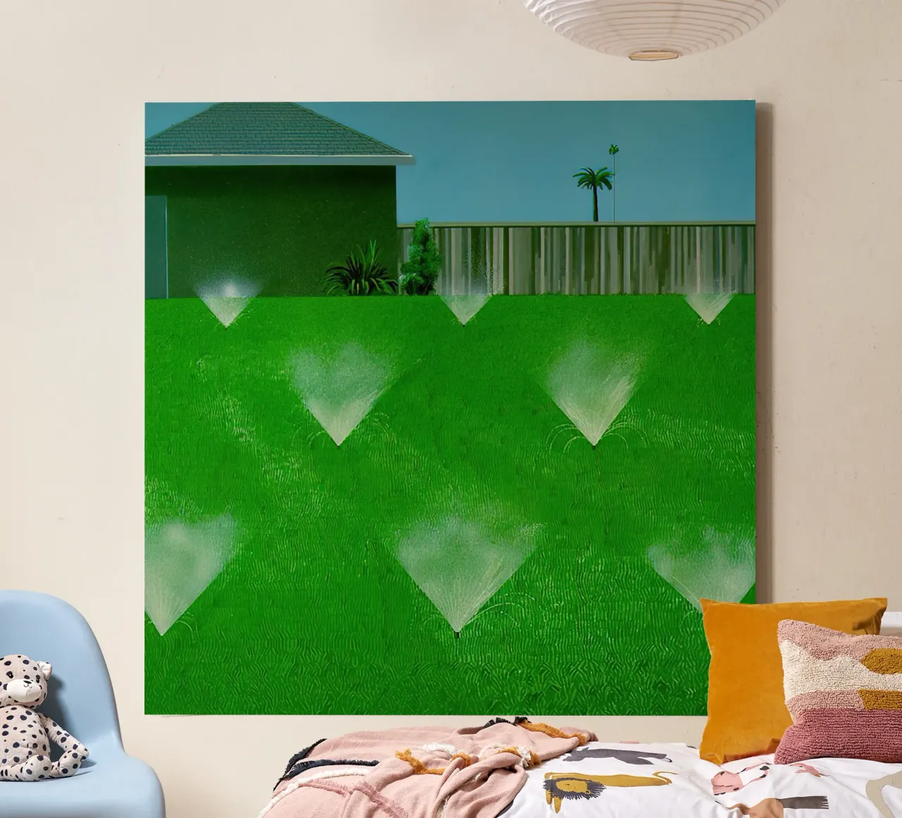 David Hockneys 1967 Un prato viene cosparso di pioggia tela da Palletolate