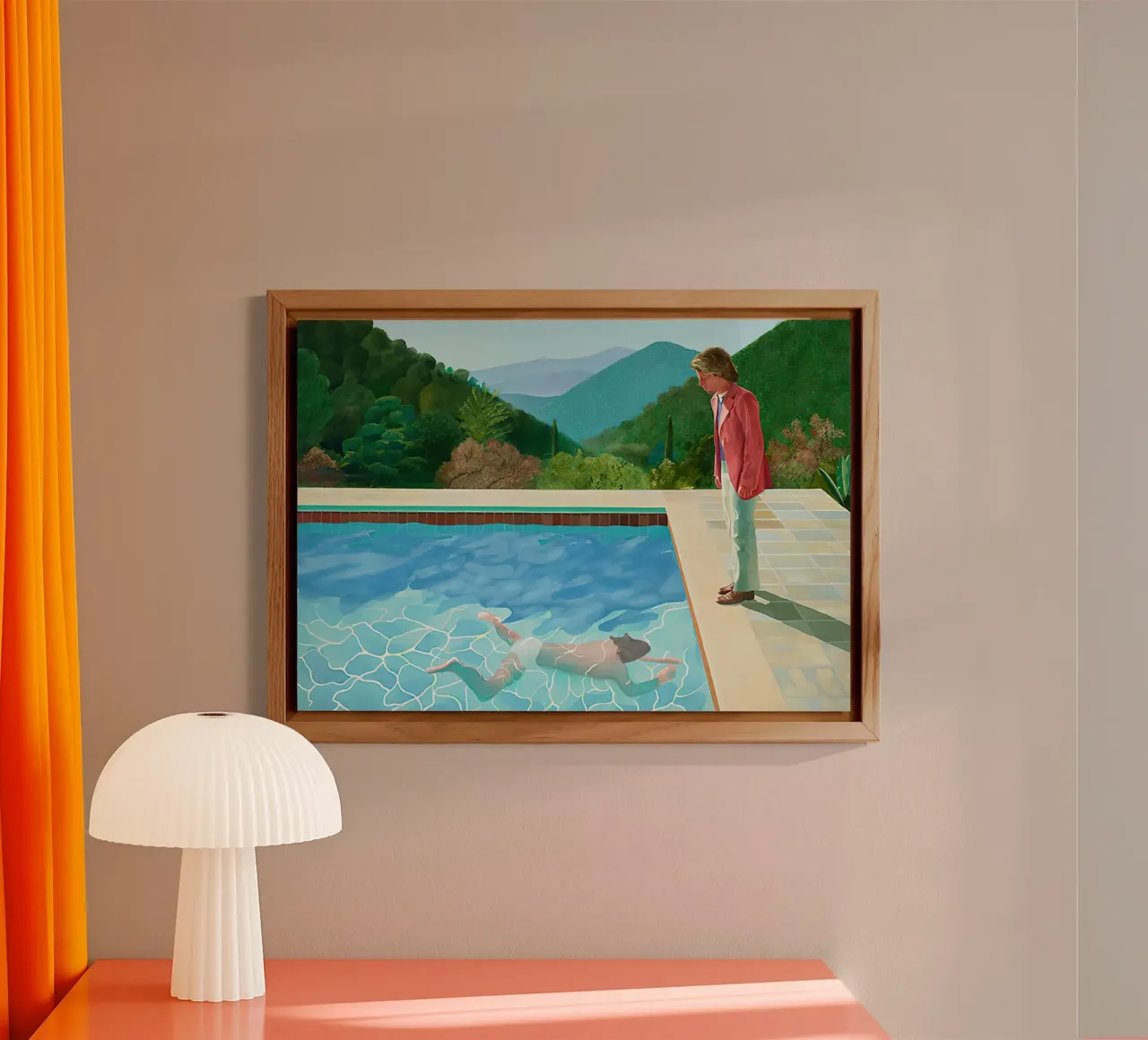 David Hockneys 1972, Piscina con due figure alluminio dibond da Palletolate