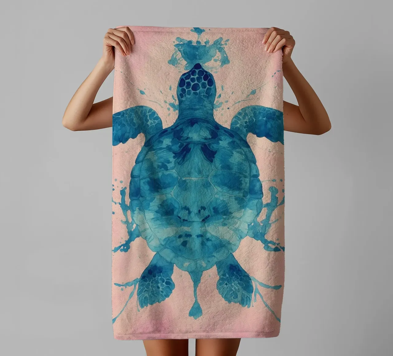 turtle abstract drawing towel by bougenfille
