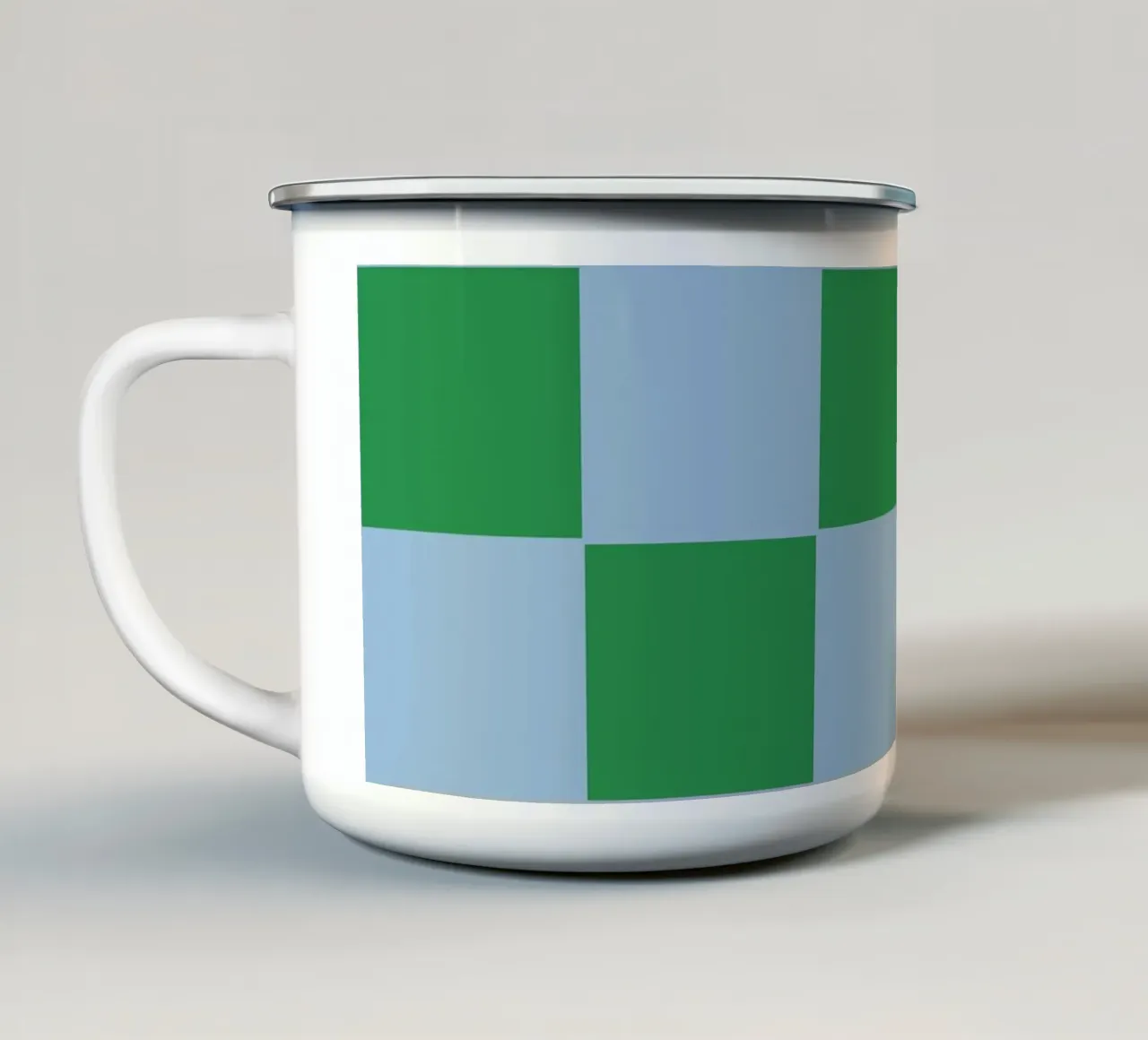 Green Blue Bold Eclectic Checks tazza in smalto da TijanaArtStudio88