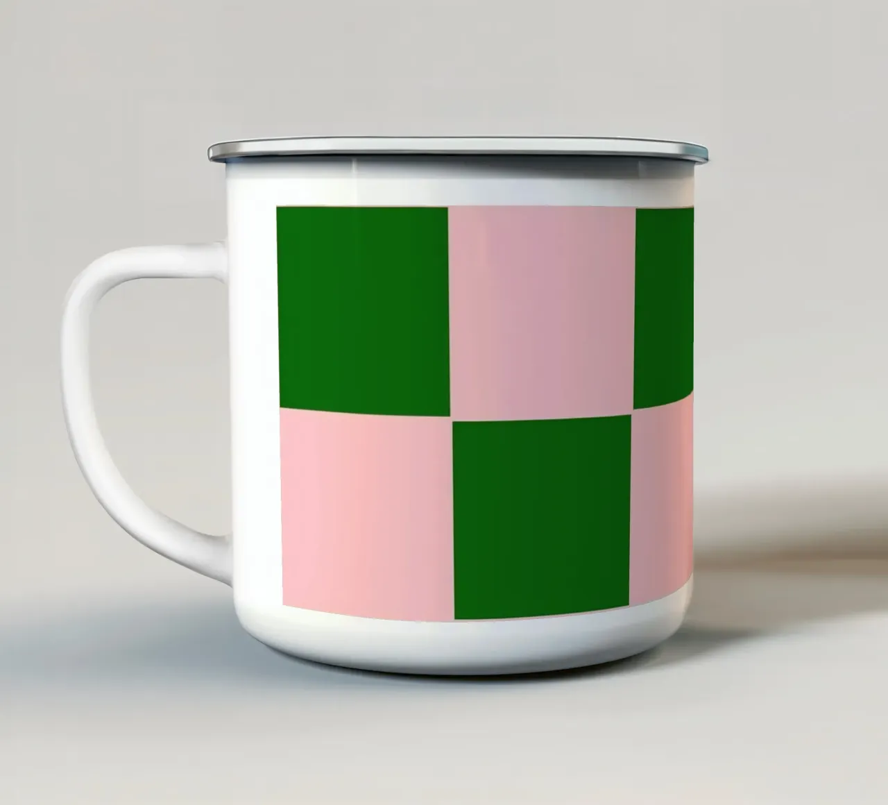 Purple Emerald Green Bold Eclectic Checks tazza in smalto da TijanaArtStudio88