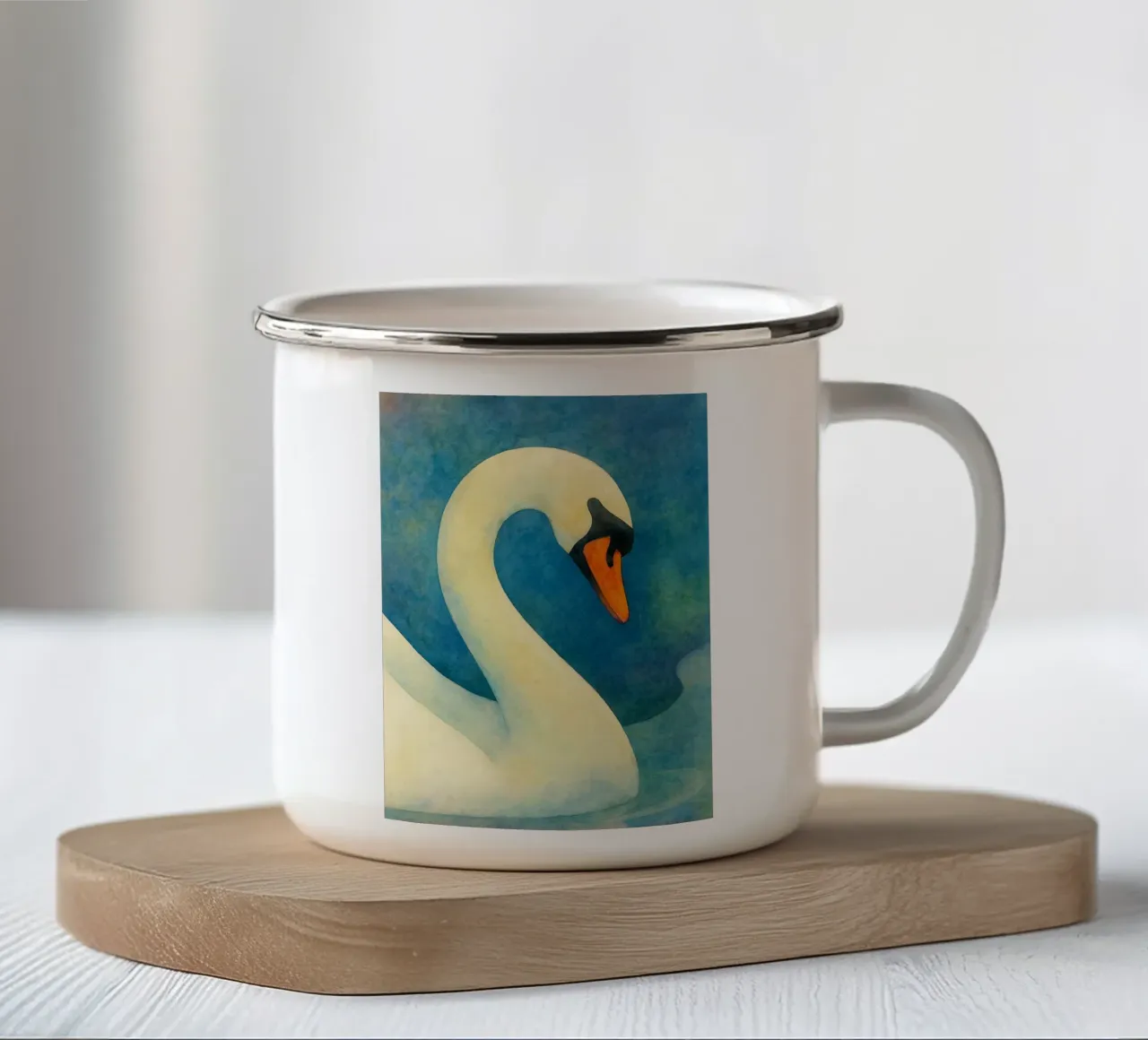 toekan vogel abstracte tekening emaille mok van bougenfille