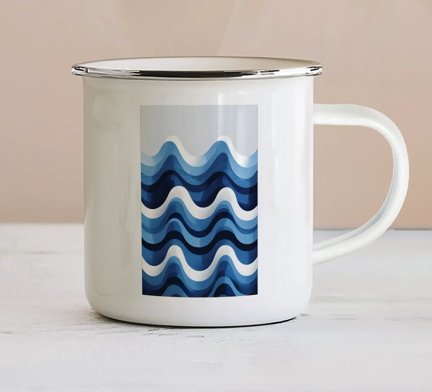 Wave pattern enamel mug by LIFESTYLE OBJECTS