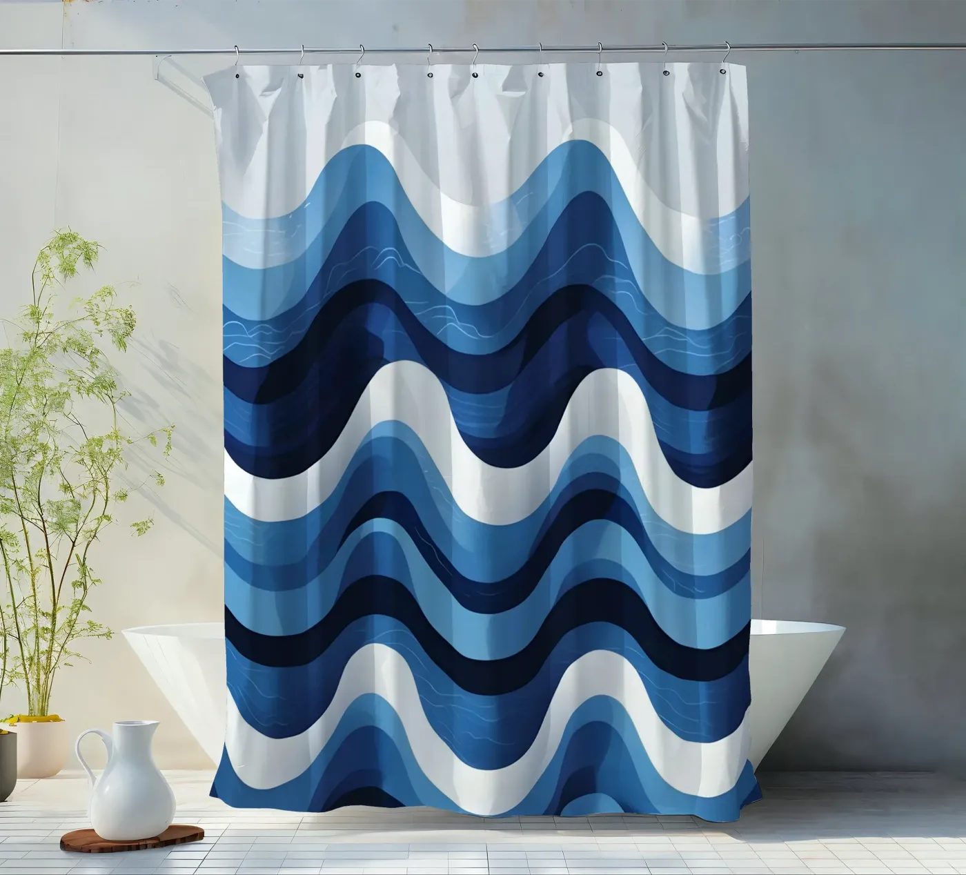 Wellenmuster Duschvorhang von LIFESTYLE OBJECTS