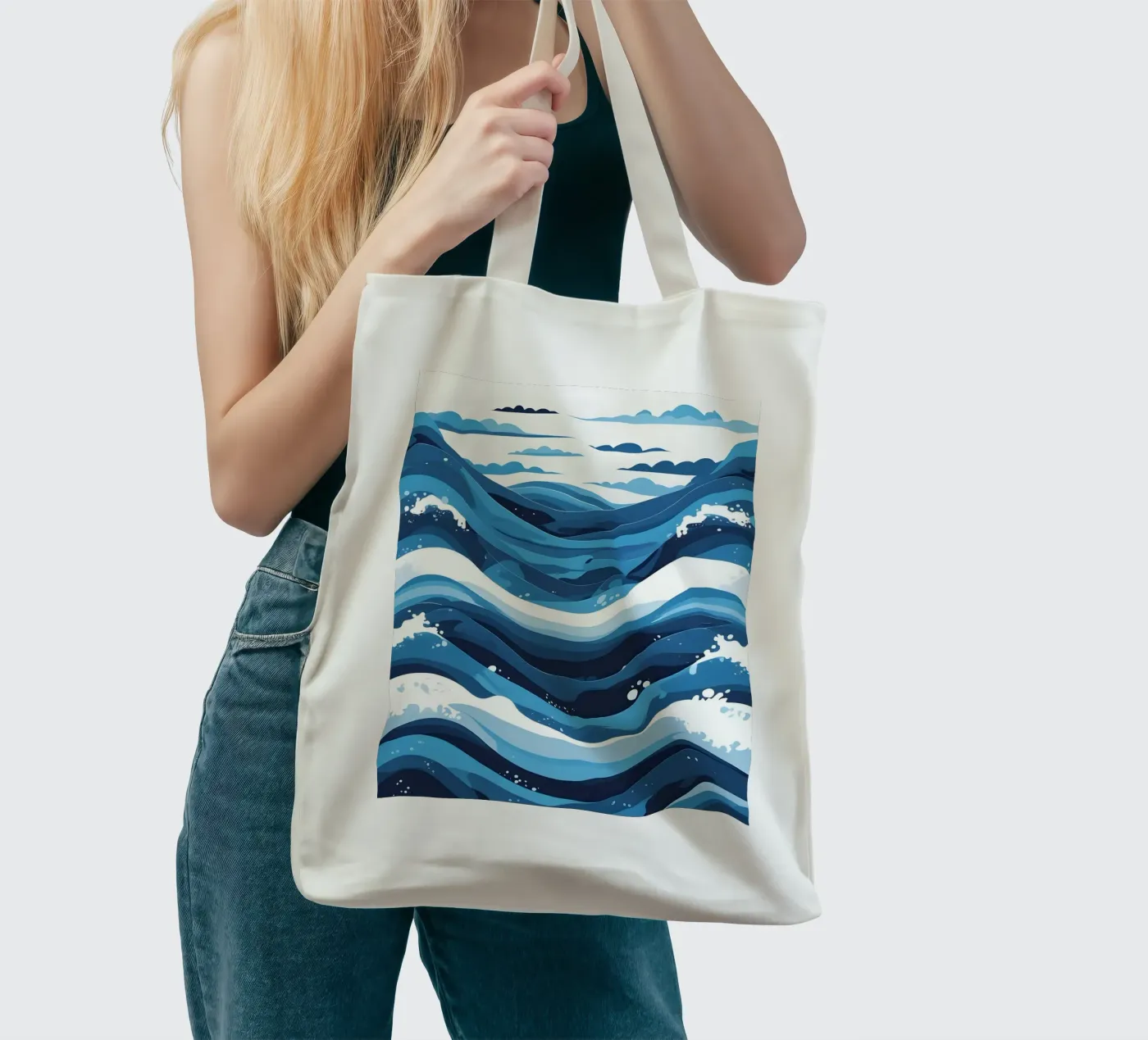 Wave pattern jute draagtas van LIFESTYLE OBJECTS