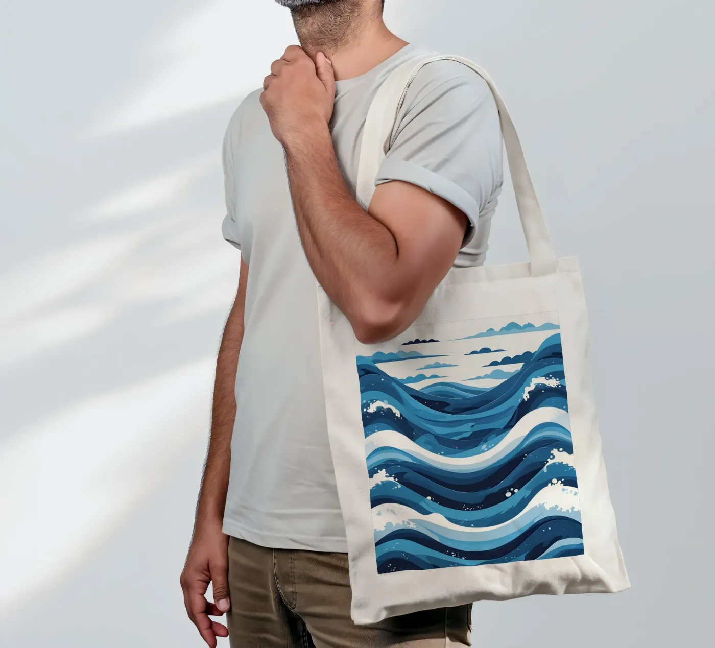 Wave pattern jute draagtas van LIFESTYLE OBJECTS