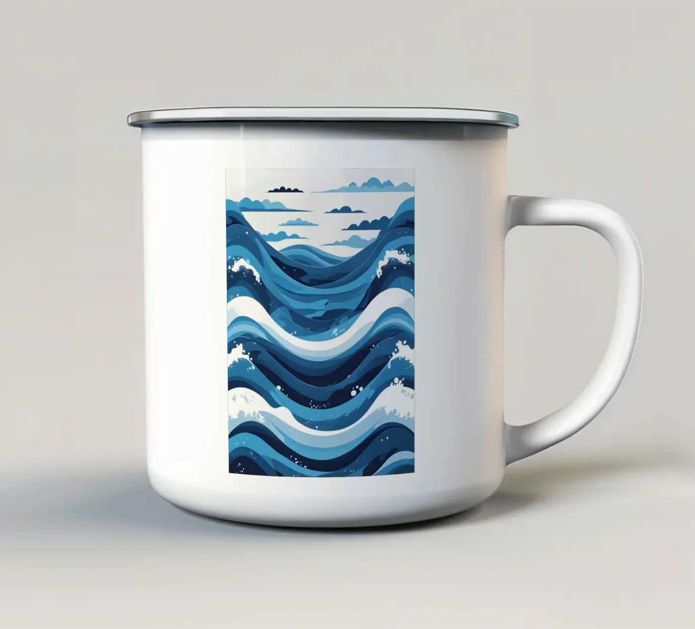 Wave pattern enamel mug by LIFESTYLE OBJECTS