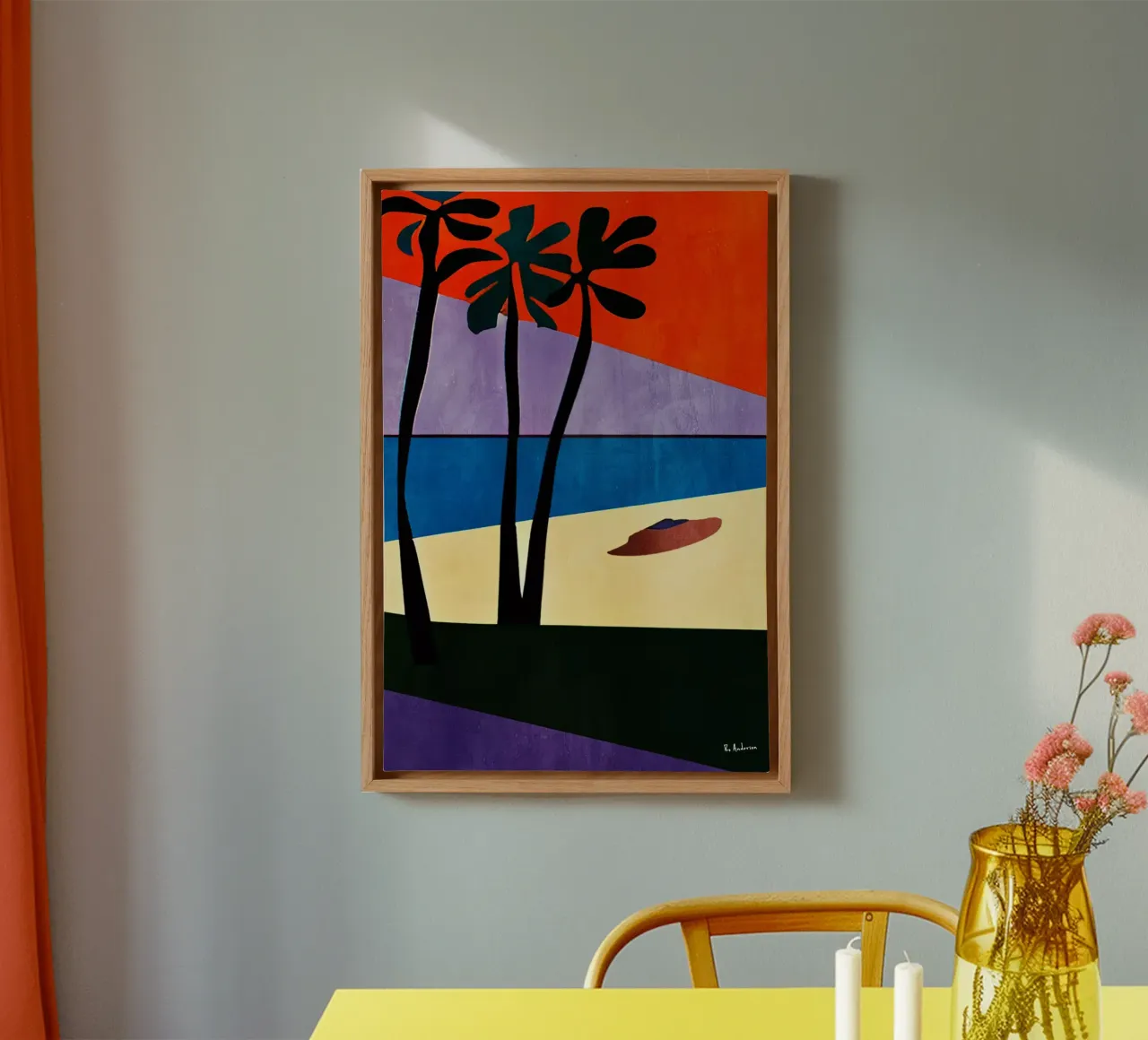The Beach canvas with Floater frame by Bo Anderson