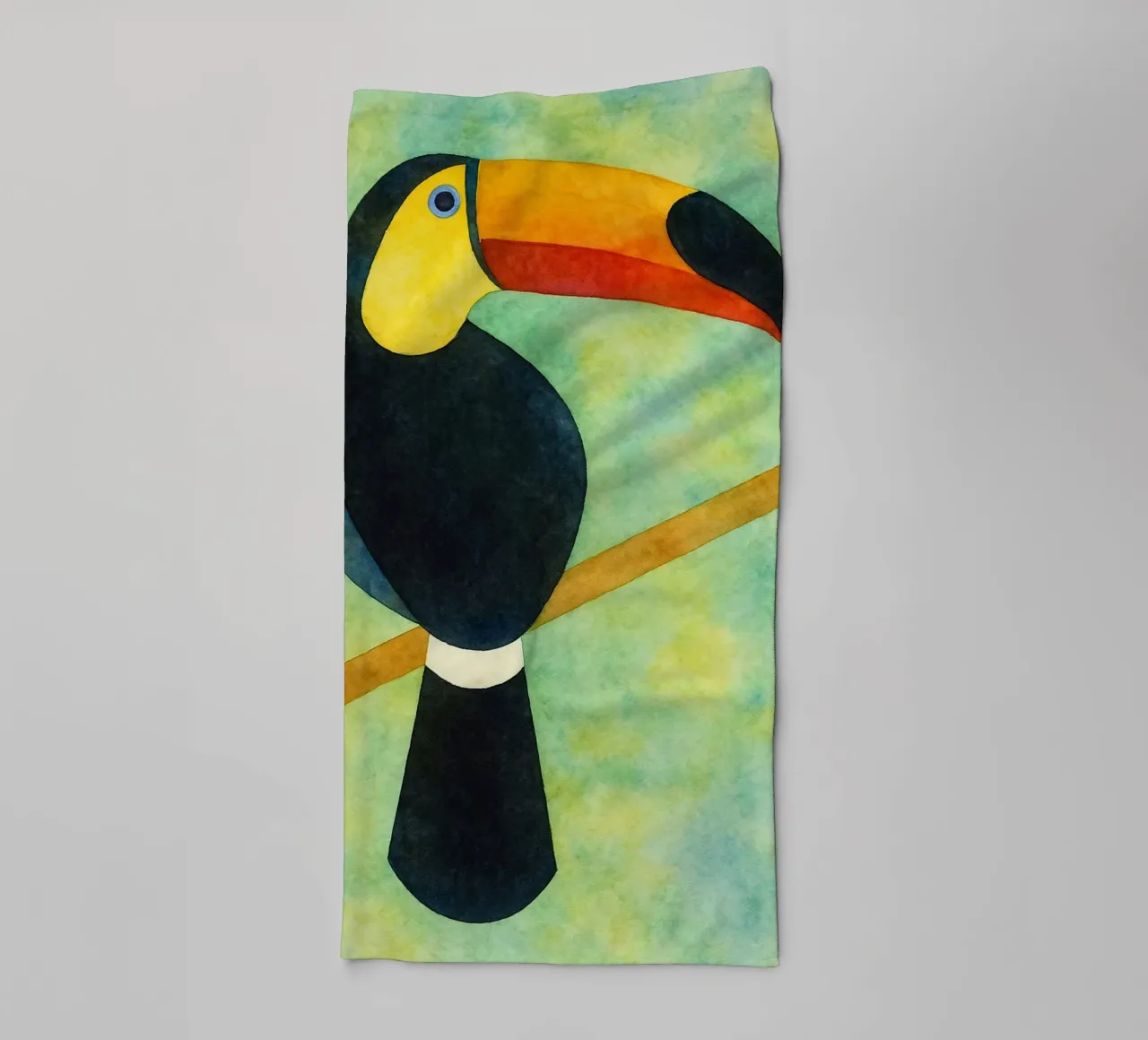 toucan abstract drawing towel by bougenfille