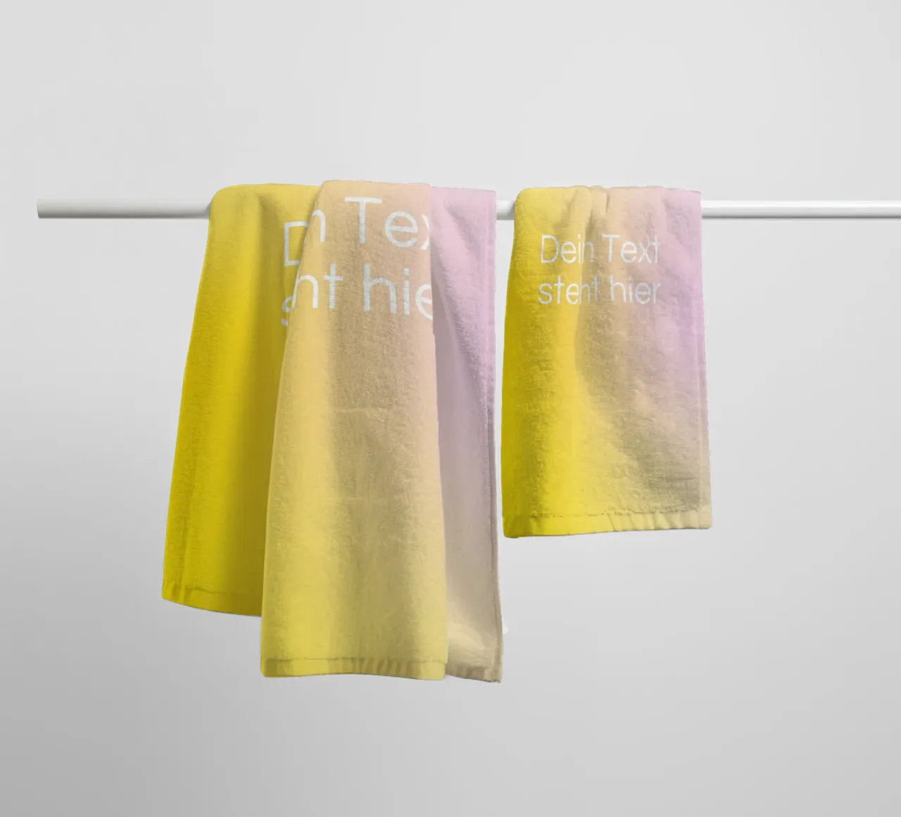 Text template on colour gradient yellow-pink towel by Katja Stehle Design