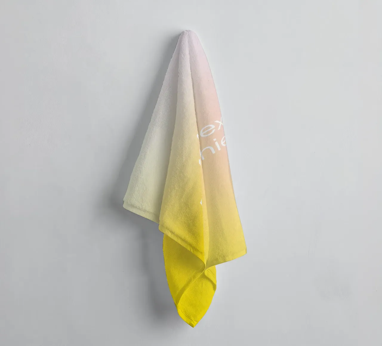 Text template on colour gradient yellow-pink towel by Katja Stehle Design