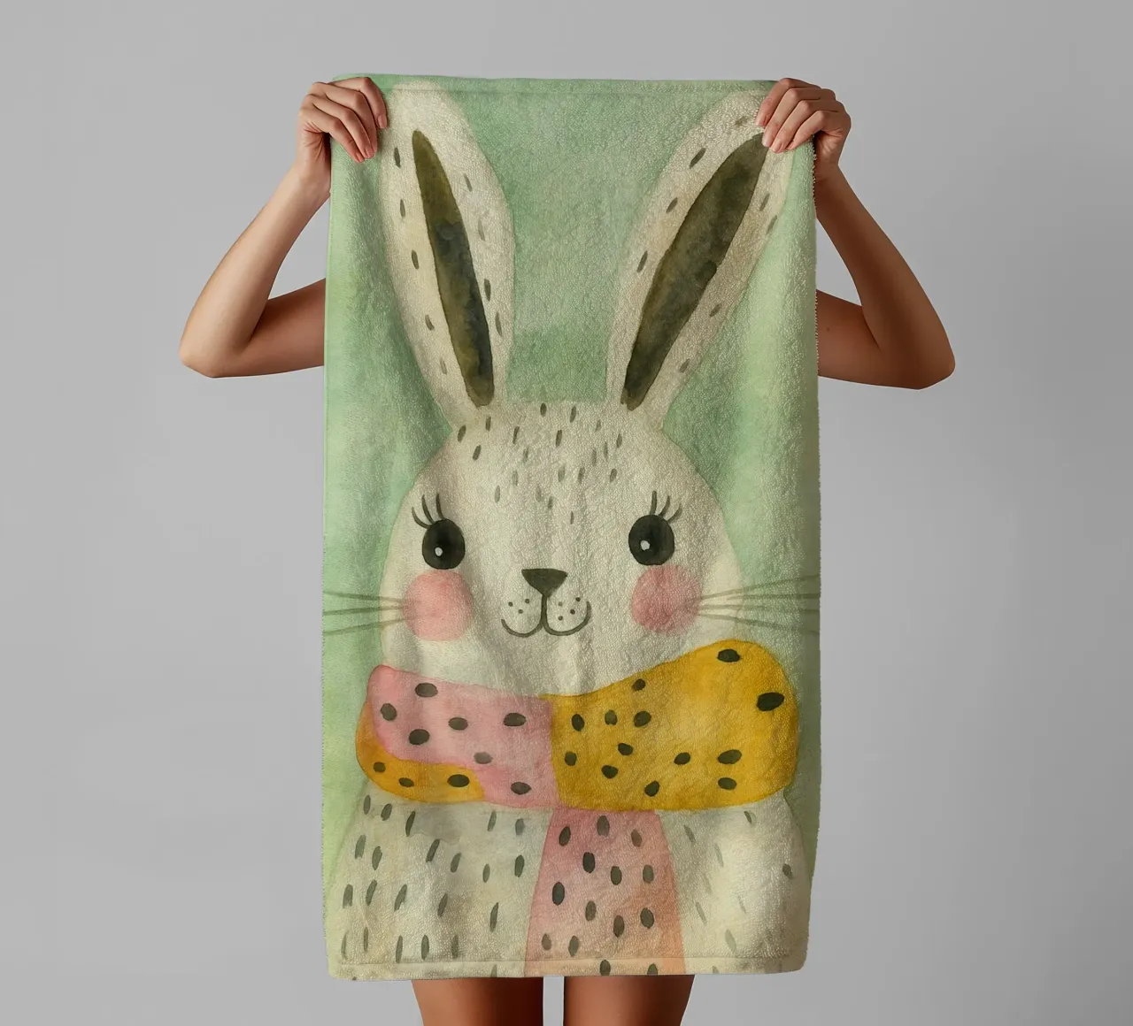 rabbit abstract drawing towel by bougenfille