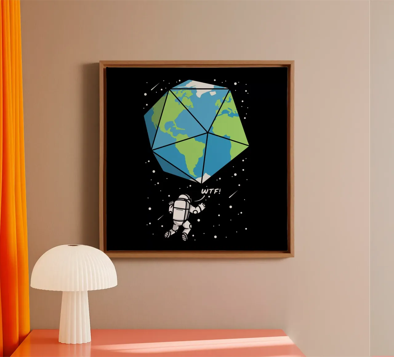 D20 aarde astronaut canvas met Baklijst van LM2KONE