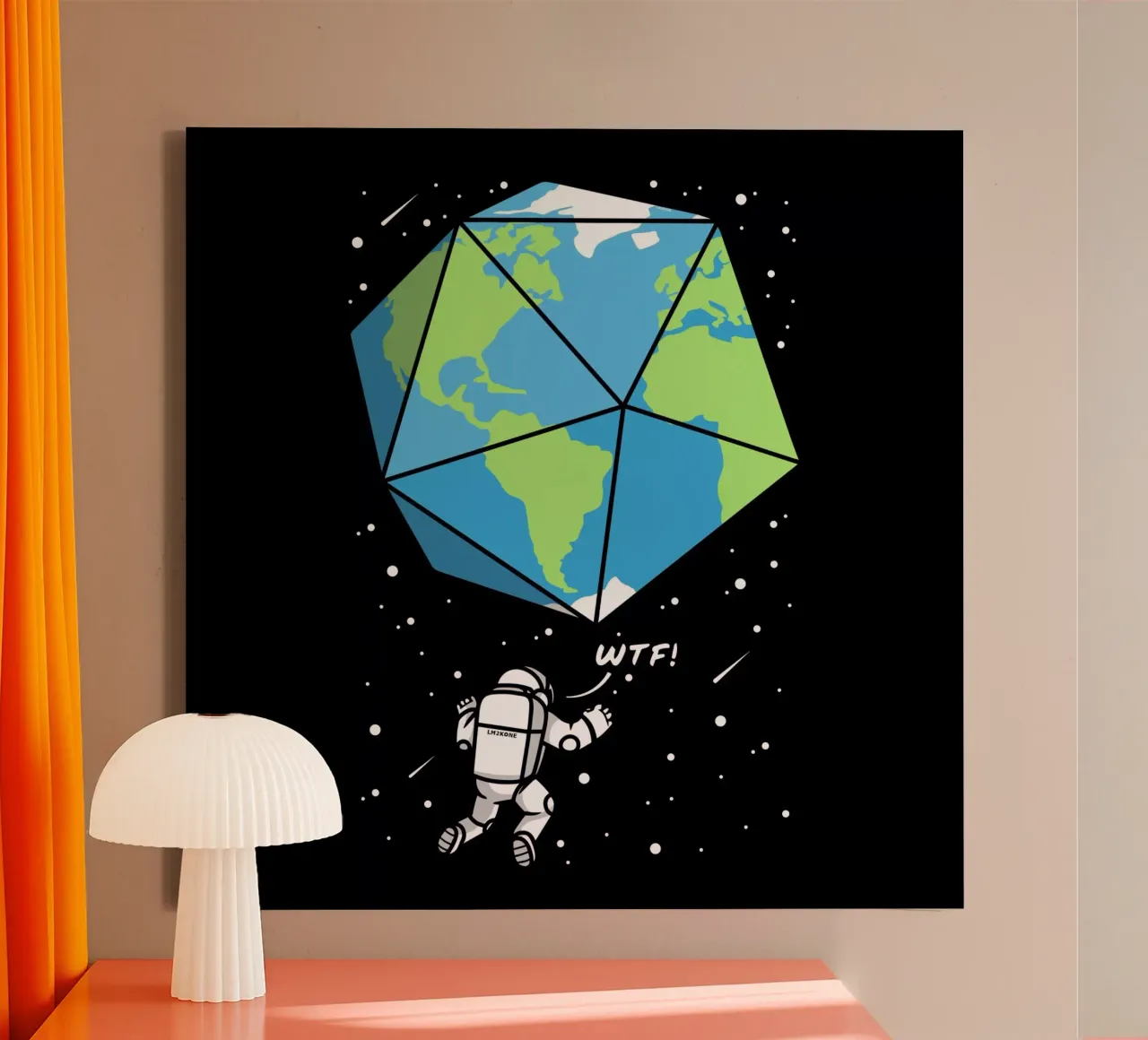 D20 aarde astronaut canvas met Baklijst van LM2KONE