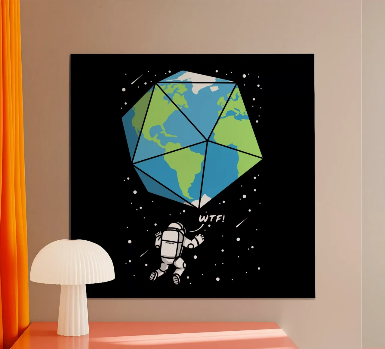 D20 earth astronaut poster with aluminum frame by LM2KONE