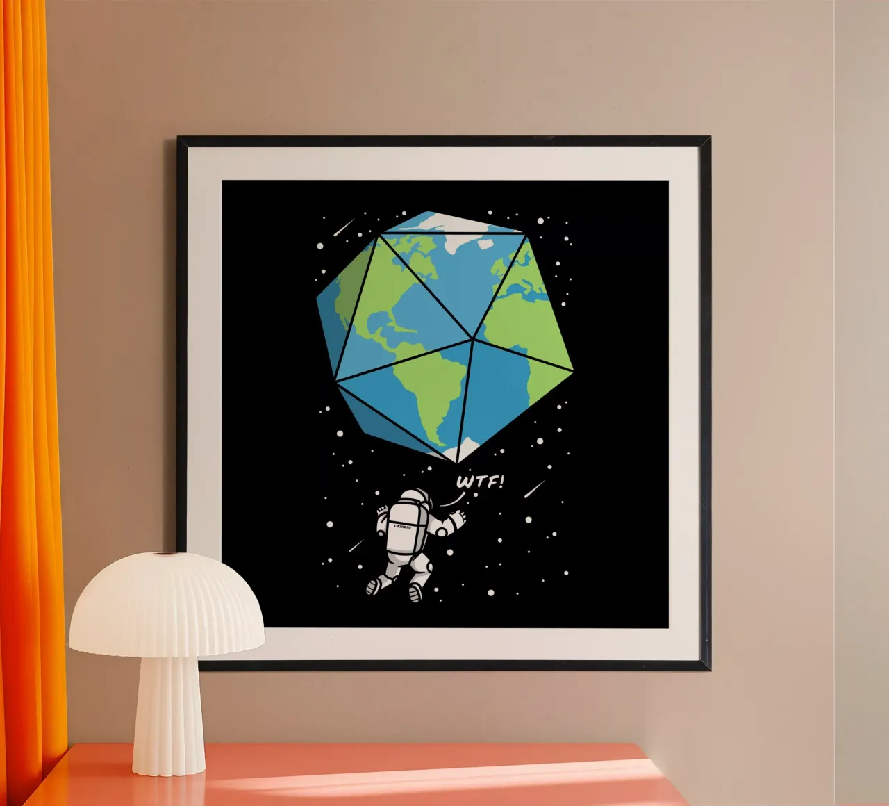 D20 earth astronaut poster with aluminum frame by LM2KONE