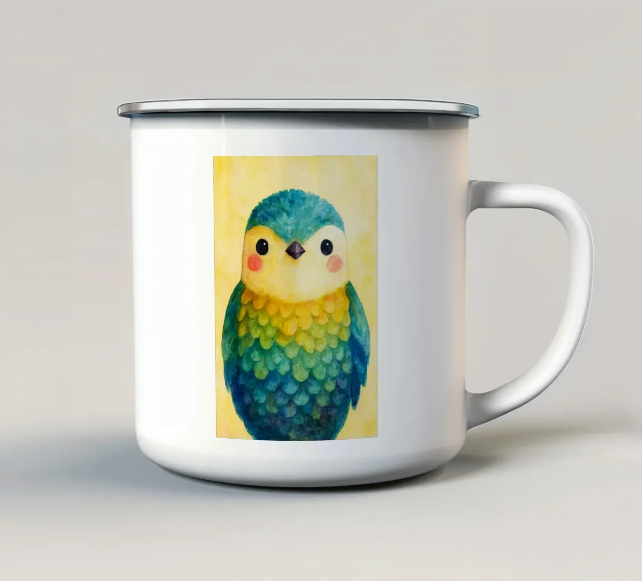 disegno di un uccellino tazza in smalto da sunflower