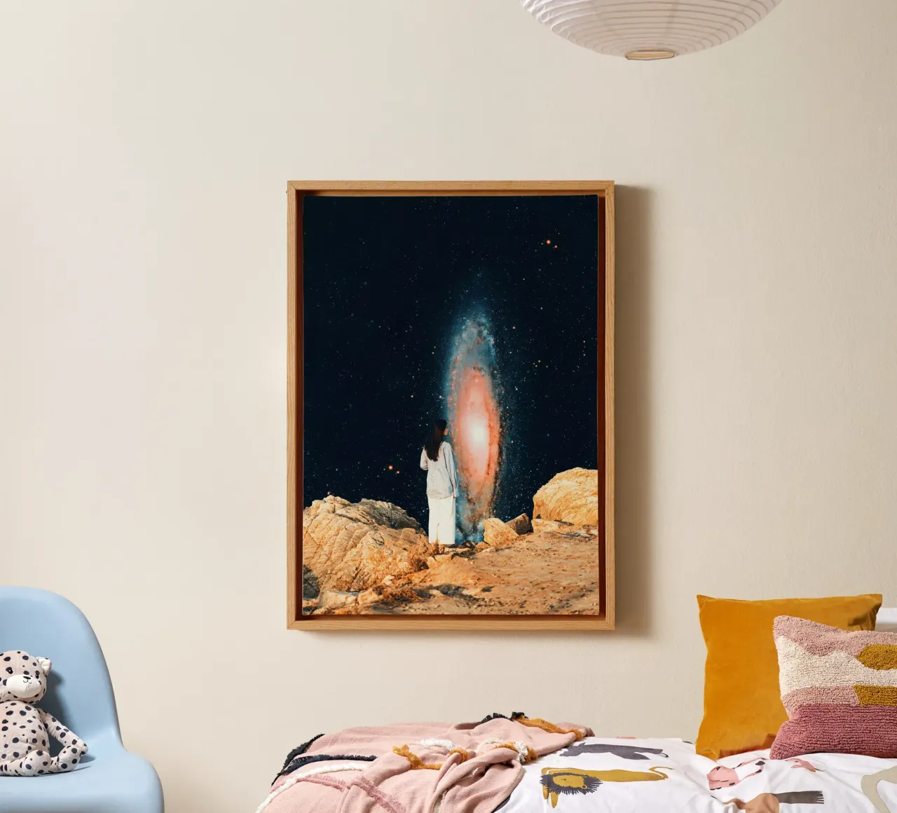 Vrouw en Melkweg canvas met Baklijst van arizrab