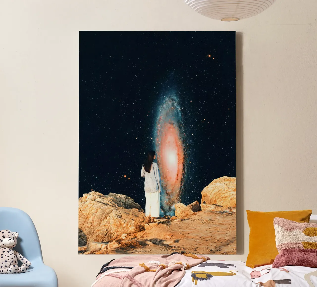 Vrouw en Melkweg canvas met Baklijst van arizrab