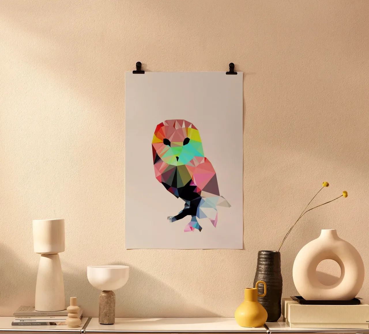 Crystal Owl poster con telaio in legno da Three Of The Possessed