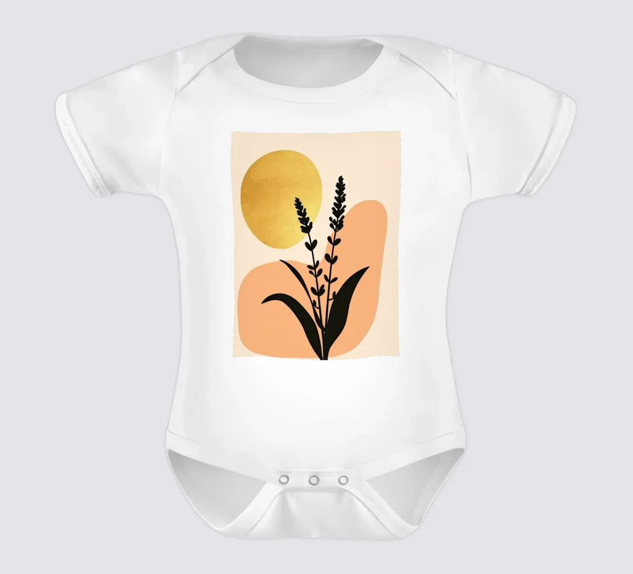 Sole botanico minimalista in oro body neonato maniche corte da Artistic-shop
