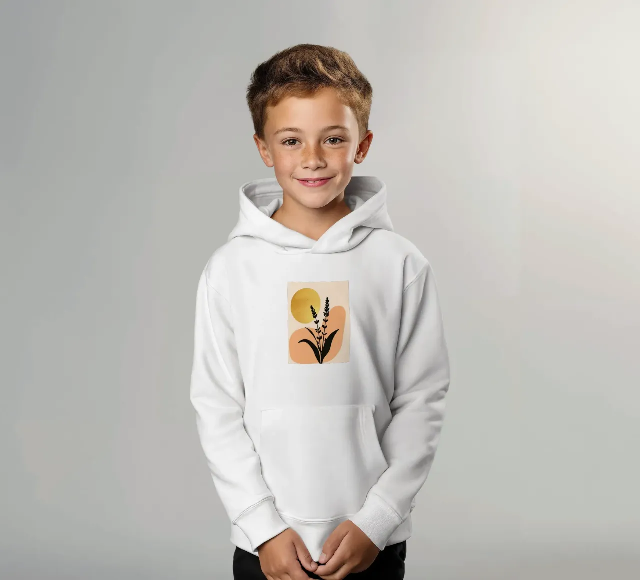 Sole botanico minimalista in oro felpa bambino con cappuccio da Artistic-shop