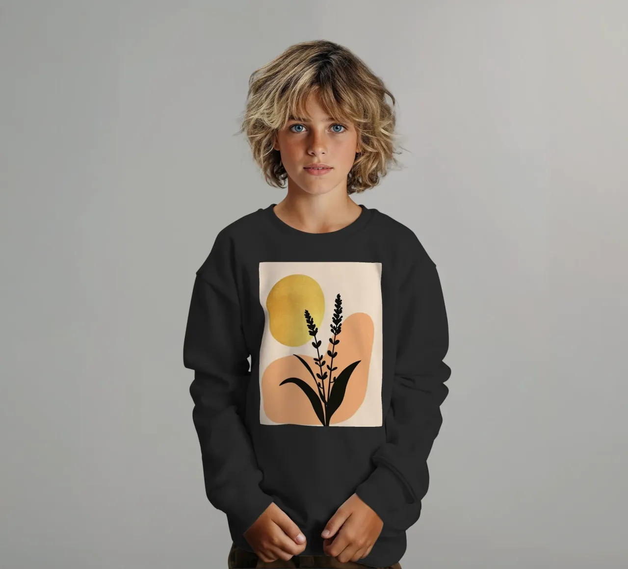 Sole botanico minimalista in oro felpa bambino da Artistic-shop