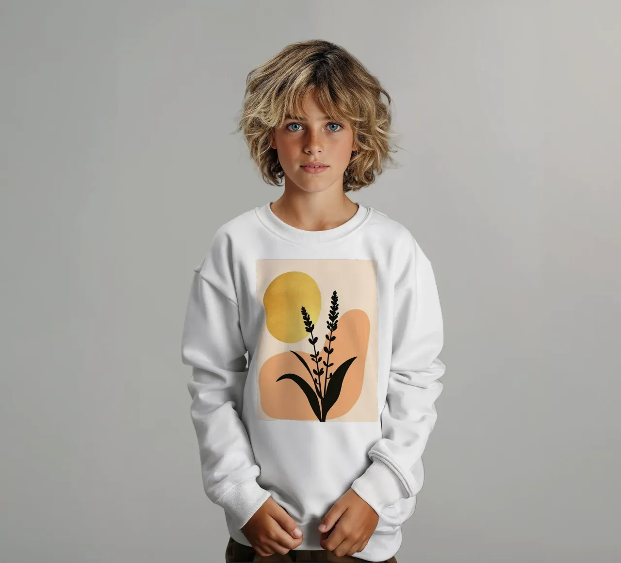 Sole botanico minimalista in oro felpa bambino da Artistic-shop
