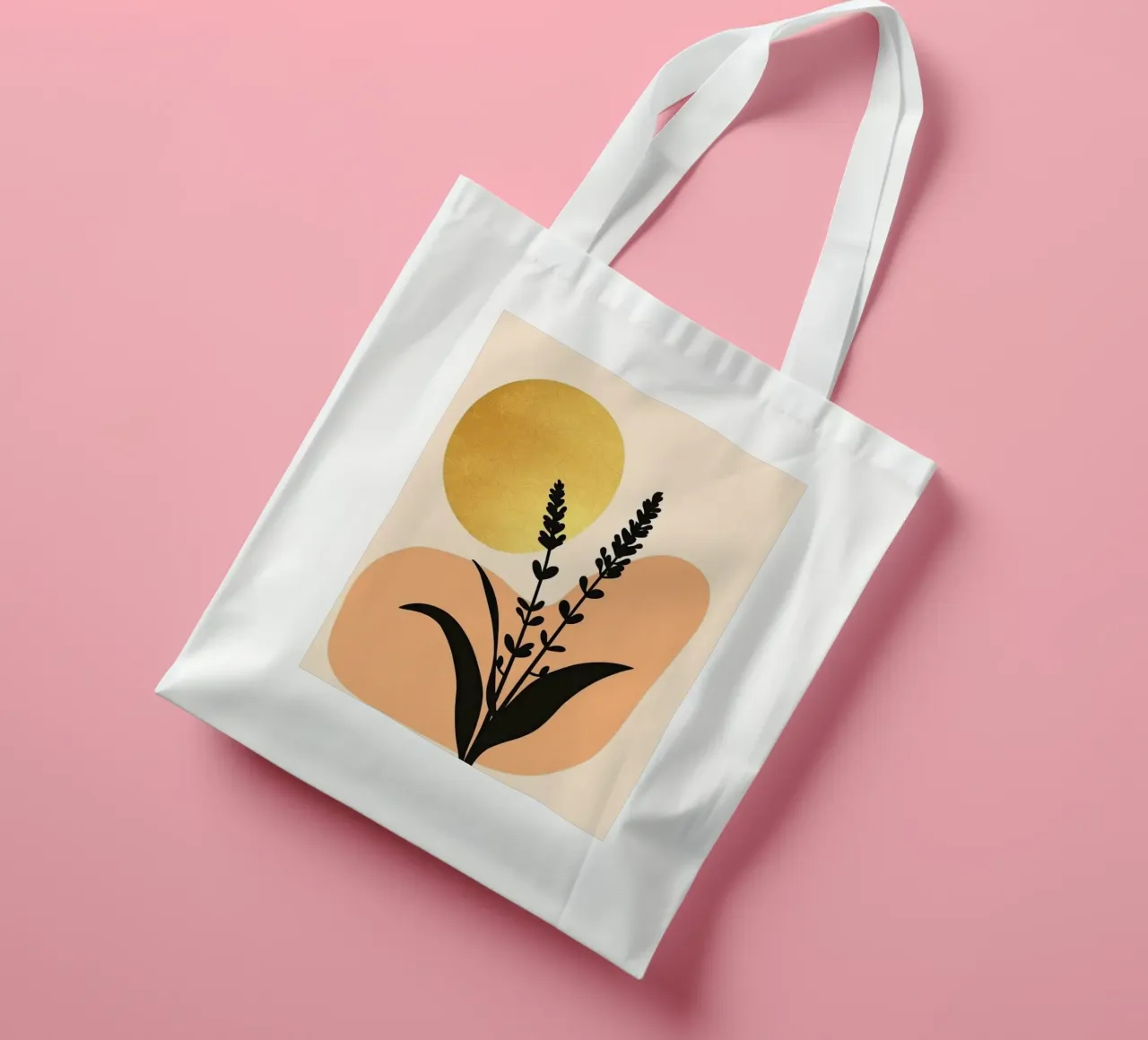 Sole botanico minimalista in oro borsa in juta da Artistic-shop