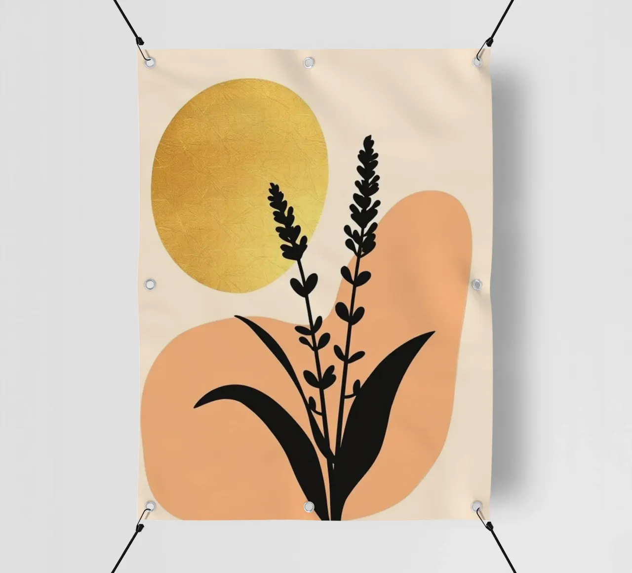 Sole botanico minimalista in oro telo in pvc da Artistic-shop