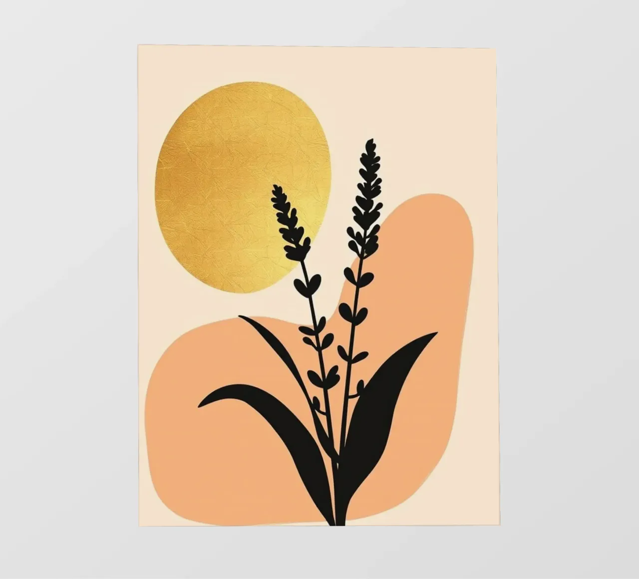 Sole botanico minimalista in oro telo in pvc da Artistic-shop