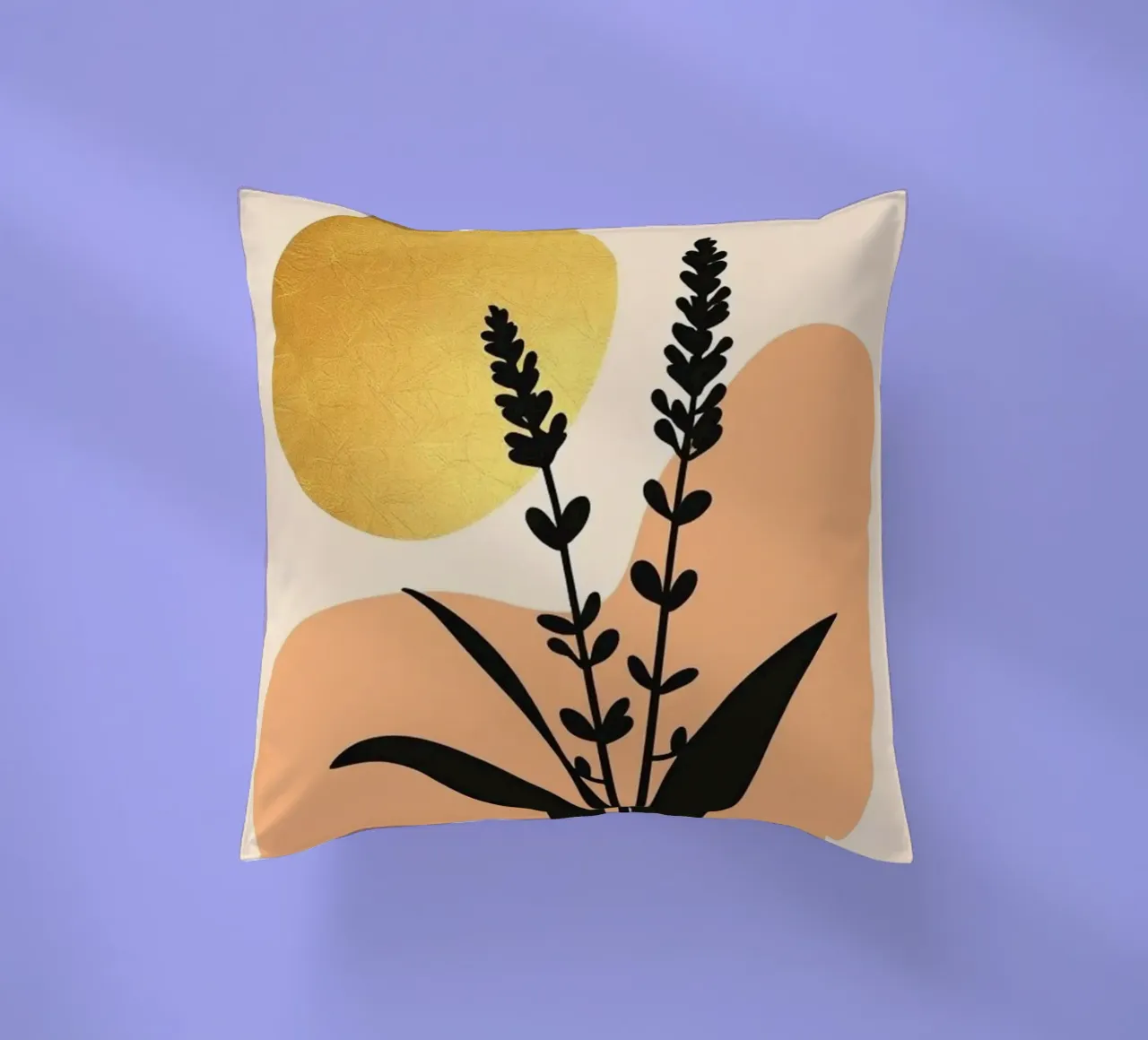 Sole botanico minimalista in oro cuscino da Artistic-shop