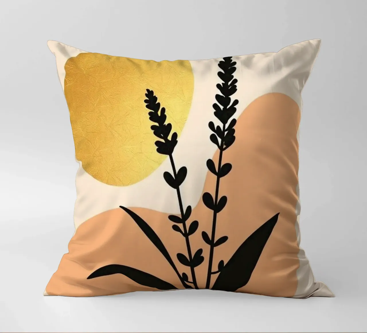 Sole botanico minimalista in oro cuscino da Artistic-shop