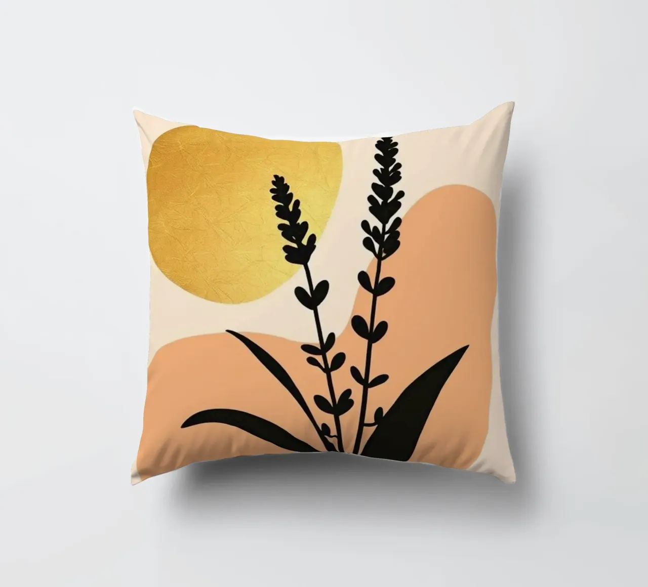 Sole botanico minimalista in oro cuscino da Artistic-shop