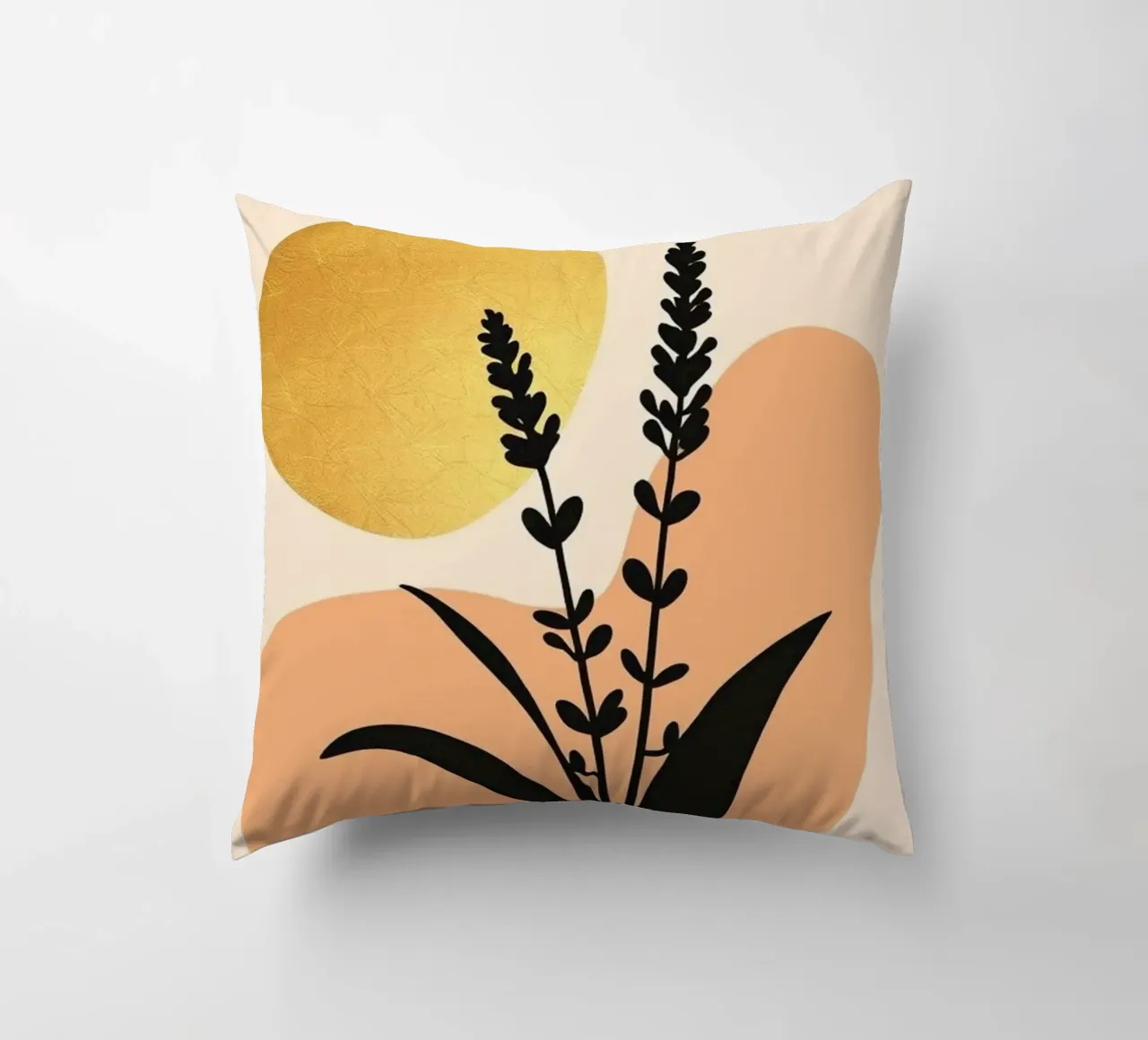 Sole botanico minimalista in oro cuscino da Artistic-shop