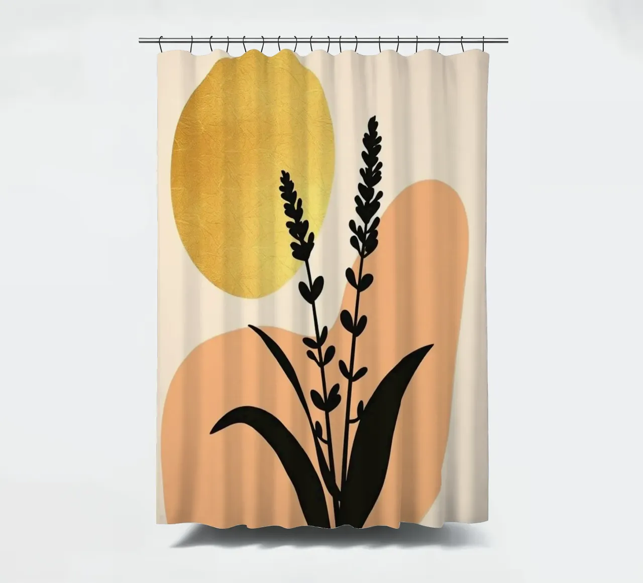 Sole botanico minimalista in oro tenda da doccia da Artistic-shop
