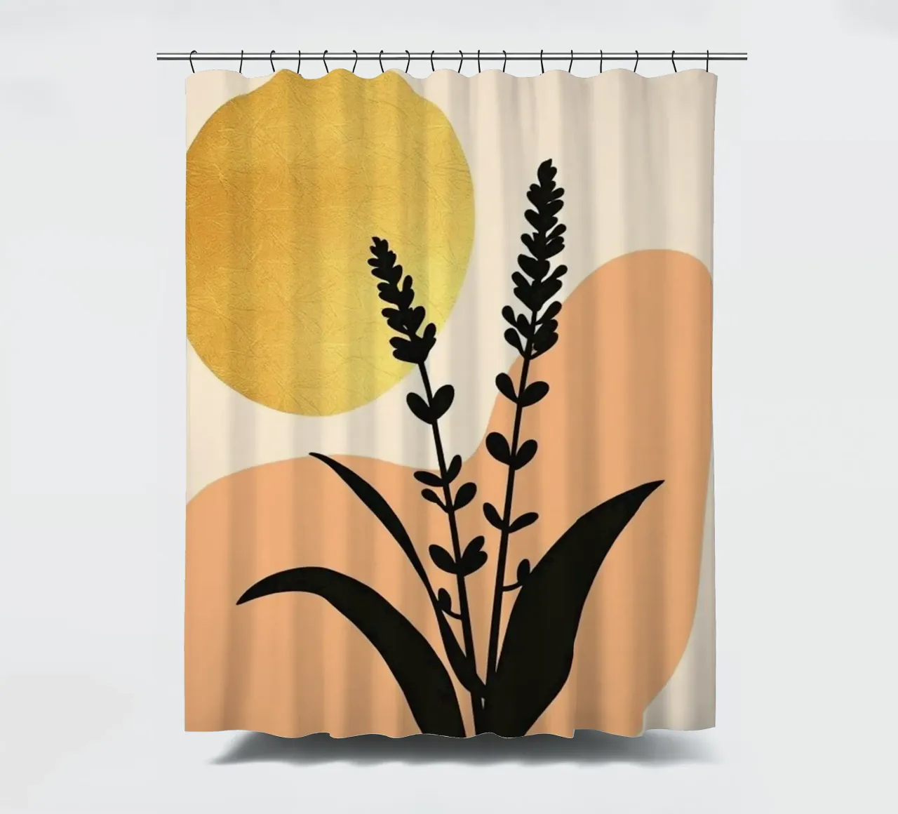 Sole botanico minimalista in oro tenda da doccia da Artistic-shop