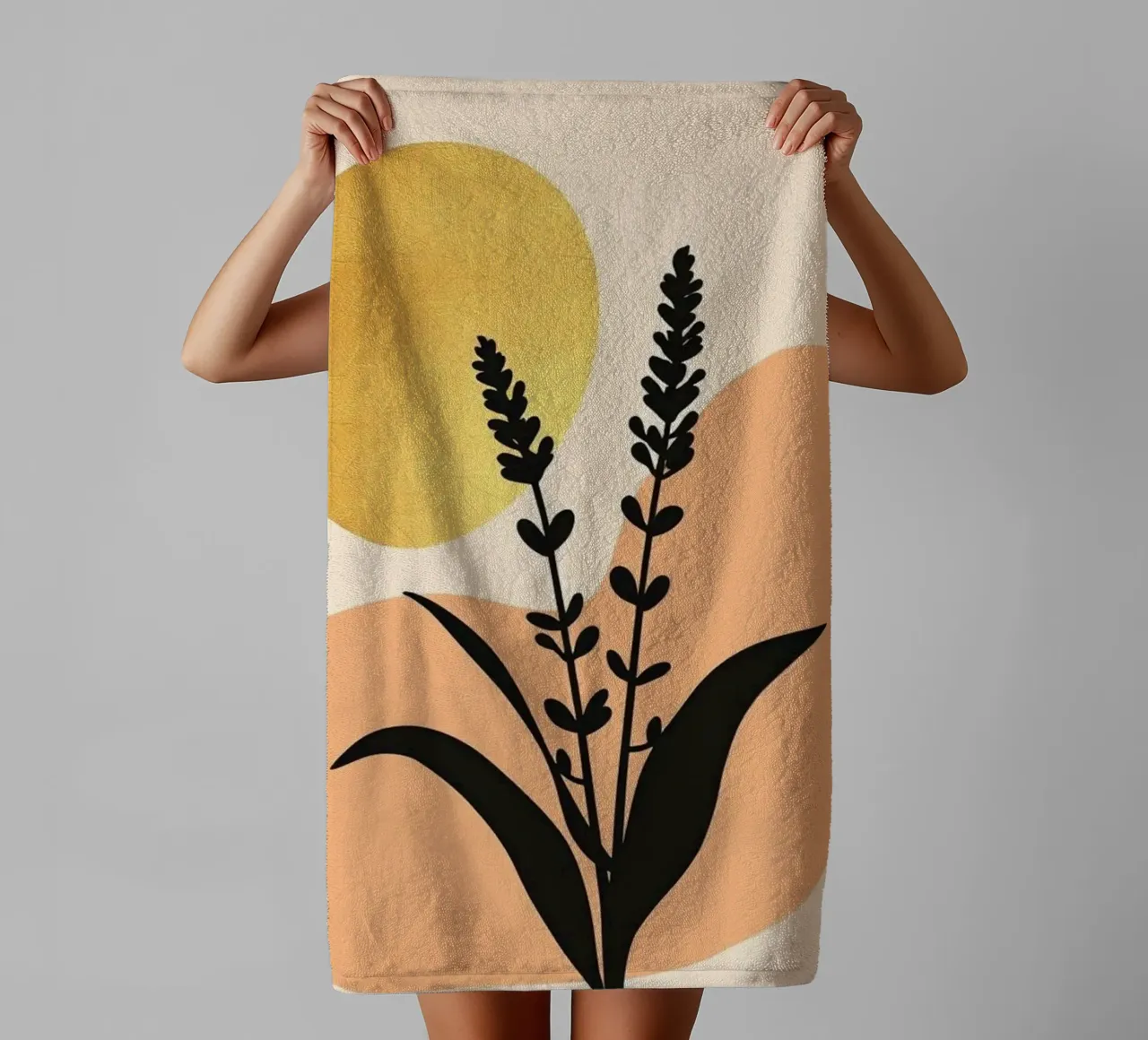Sole botanico minimalista in oro asciugamano da bagno da Artistic-shop
