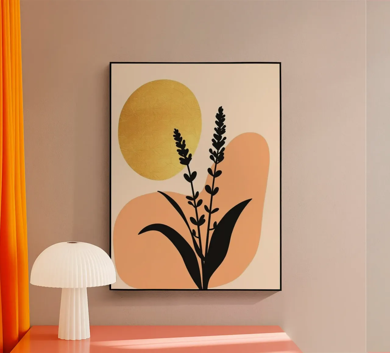 Sole botanico minimalista in oro plexiglass da Artistic-shop