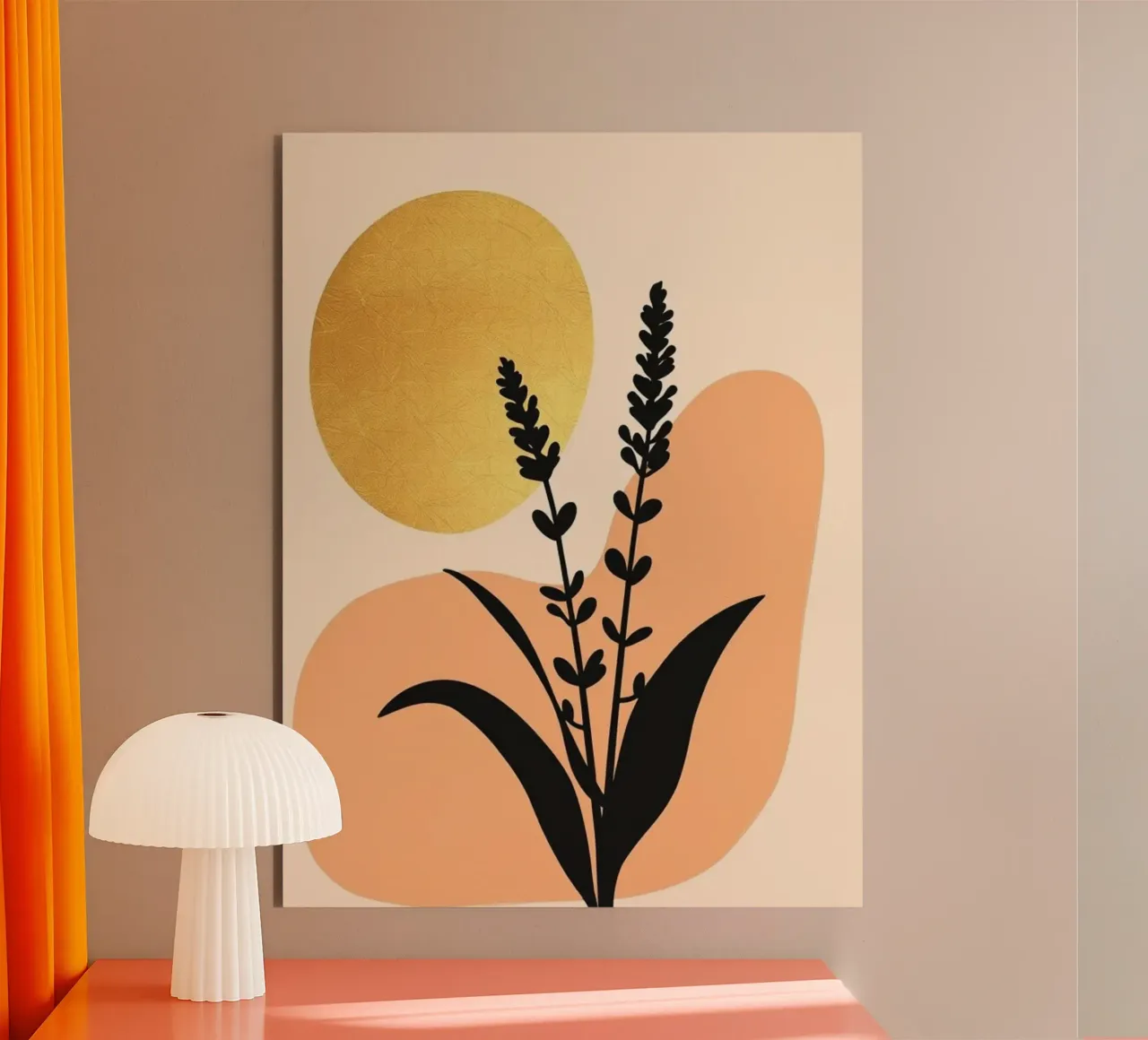 Sole botanico minimalista in oro alluminio dibond da Artistic-shop