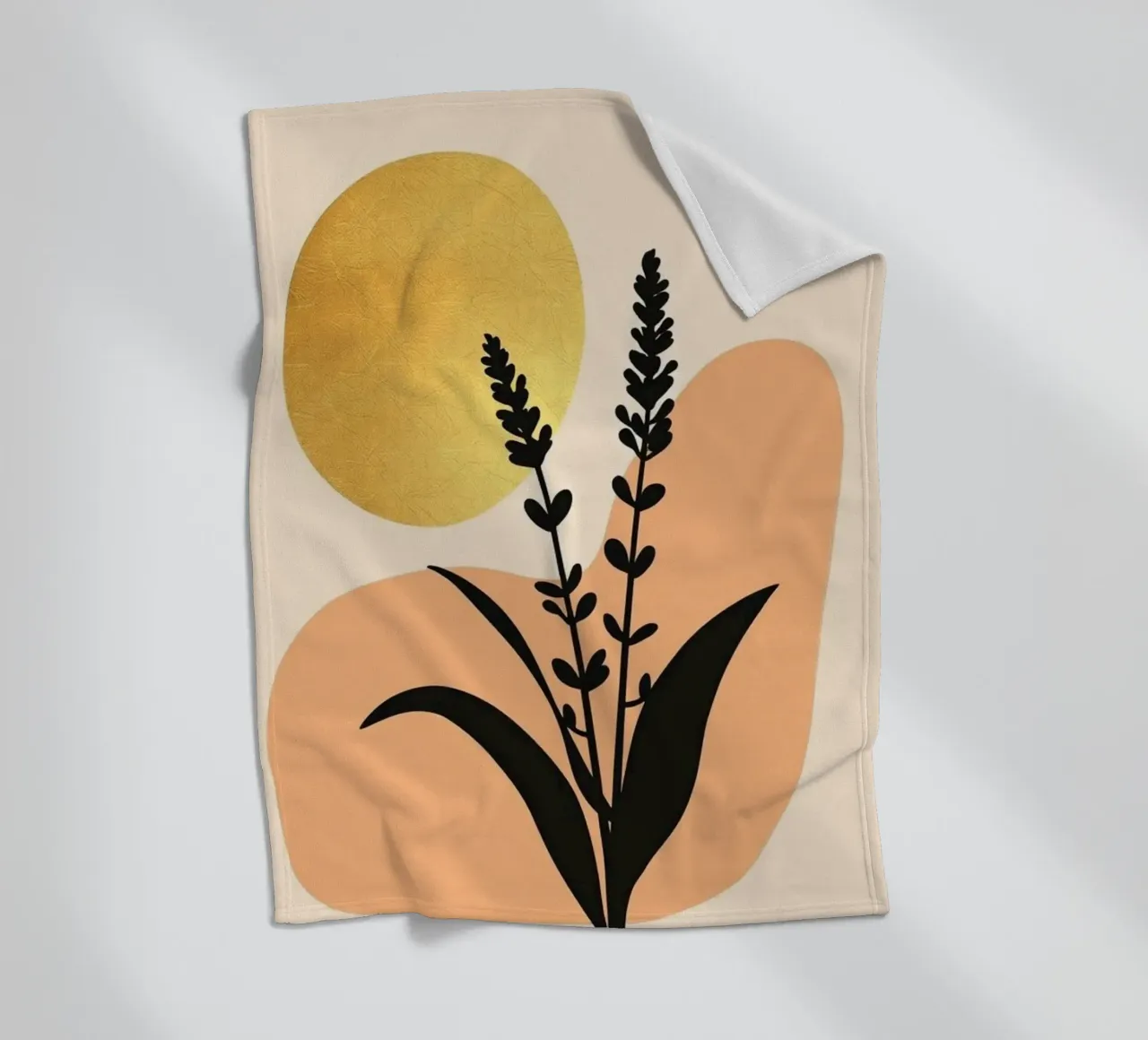 Sole botanico minimalista in oro coperta in pile da Artistic-shop