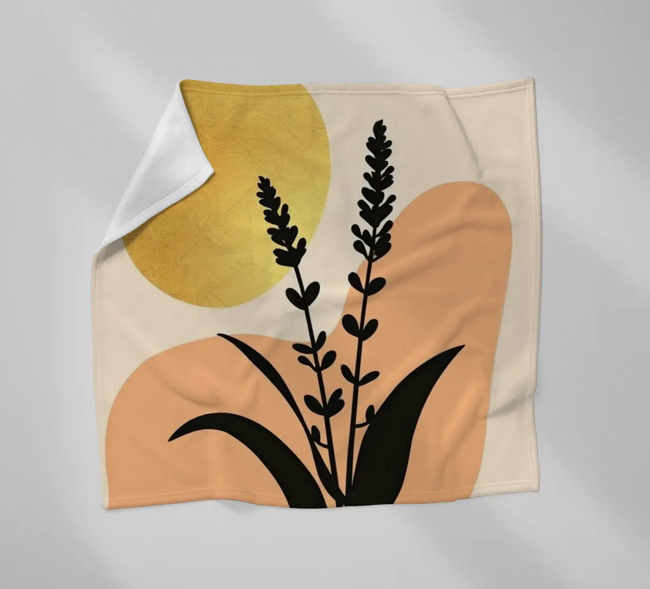 Sole botanico minimalista in oro coperta in pile da Artistic-shop