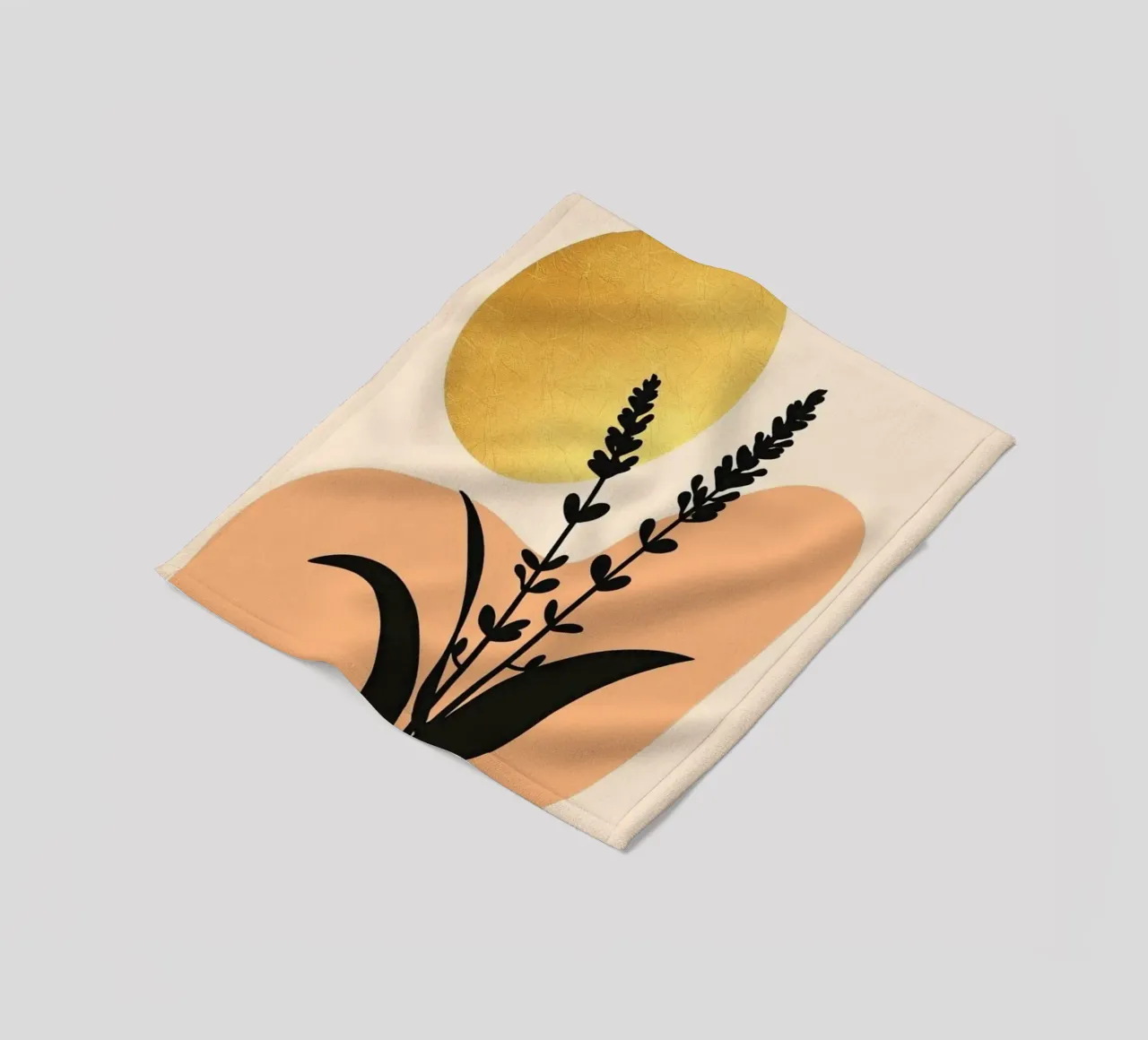 Sole botanico minimalista in oro coperta in pile da Artistic-shop