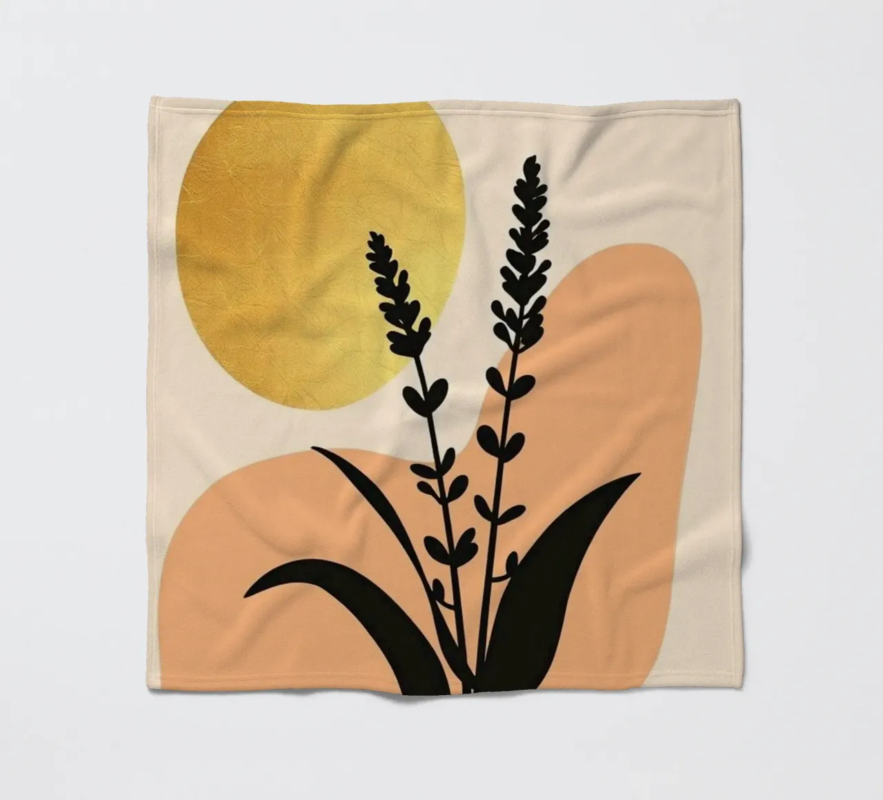 Sole botanico minimalista in oro coperta in pile da Artistic-shop