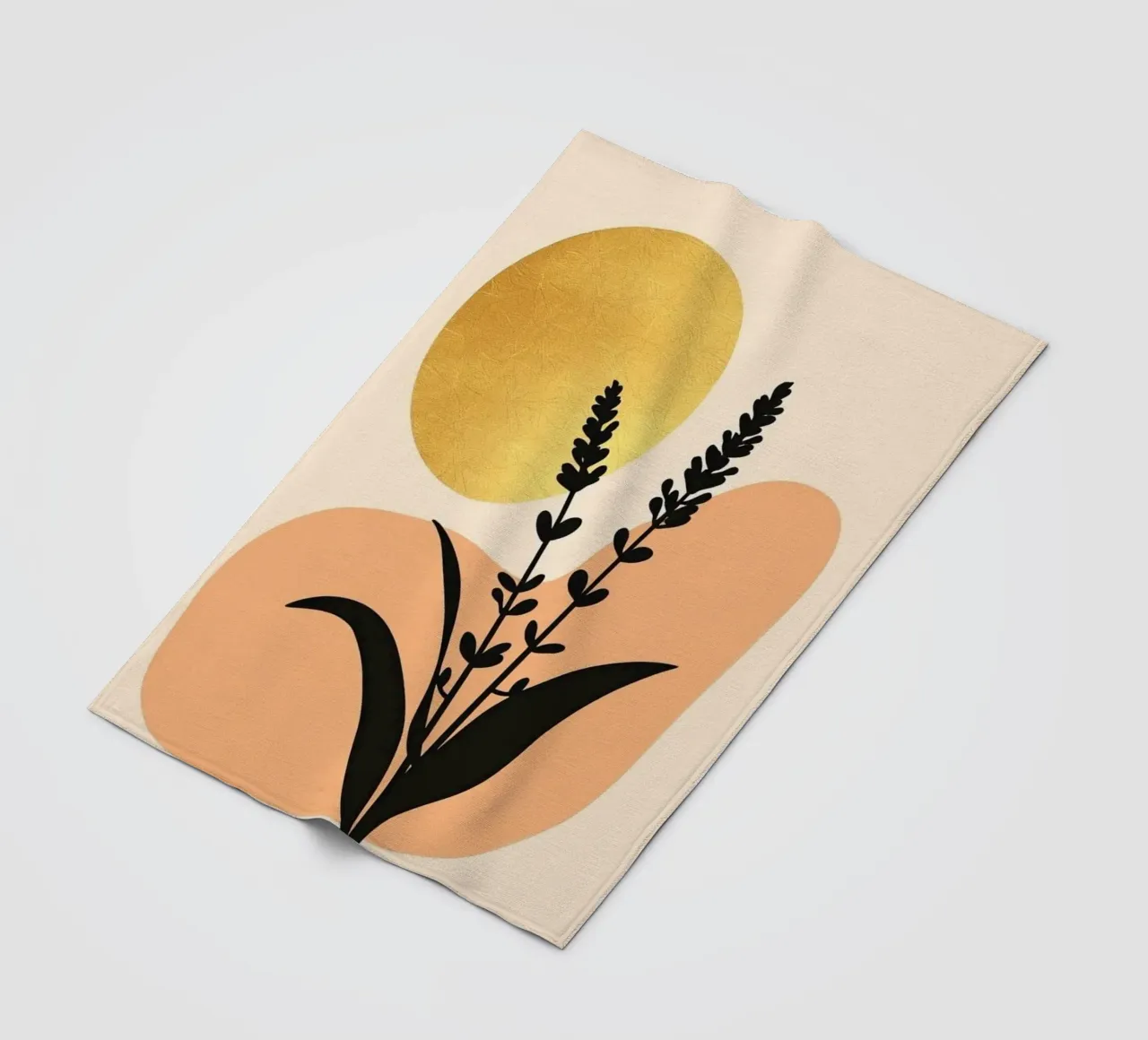 Sole botanico minimalista in oro coperta in pile da Artistic-shop