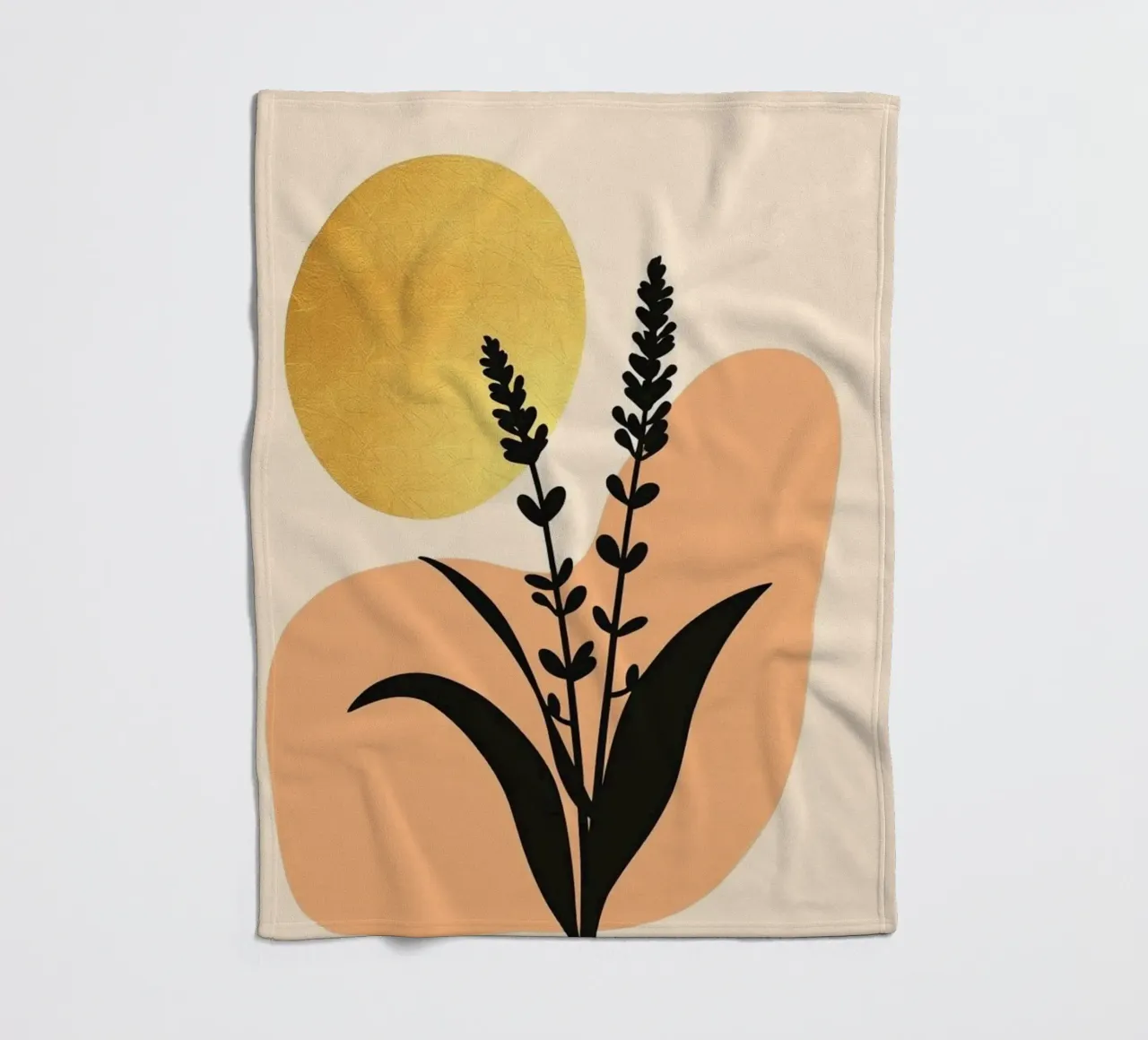 Sole botanico minimalista in oro coperta in pile da Artistic-shop