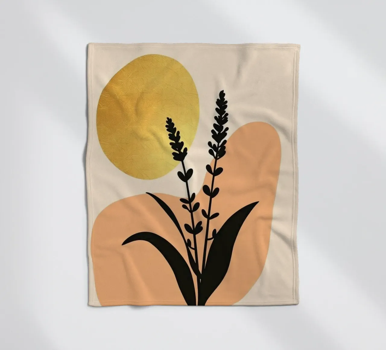 Sole botanico minimalista in oro coperta in pile da Artistic-shop