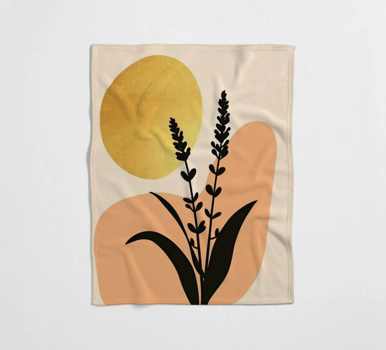 Sole botanico minimalista in oro coperta in pile da Artistic-shop